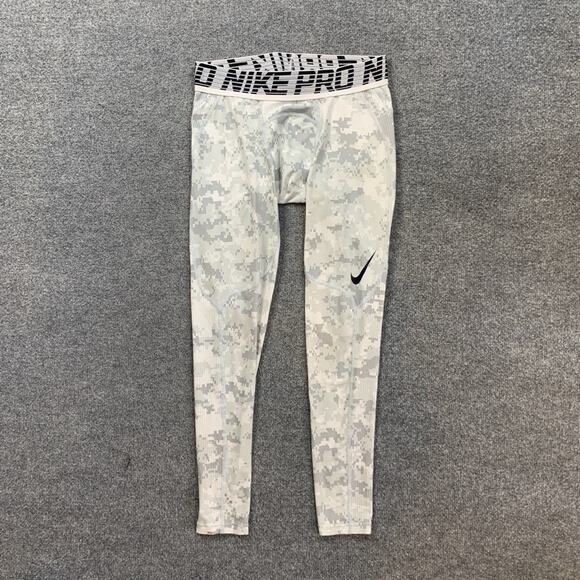 Nike Leggings Mens M Medium White Grey Pro Combat Hypercool Compression Tight - Picture 2 of 12